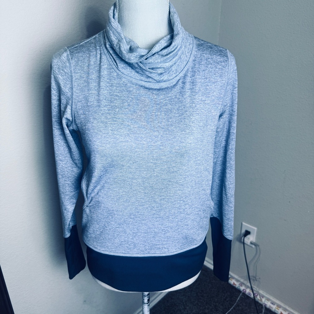 Lucy Womens XS Cowl Neck Pullover Space Dye Gray Athleisure performance Top